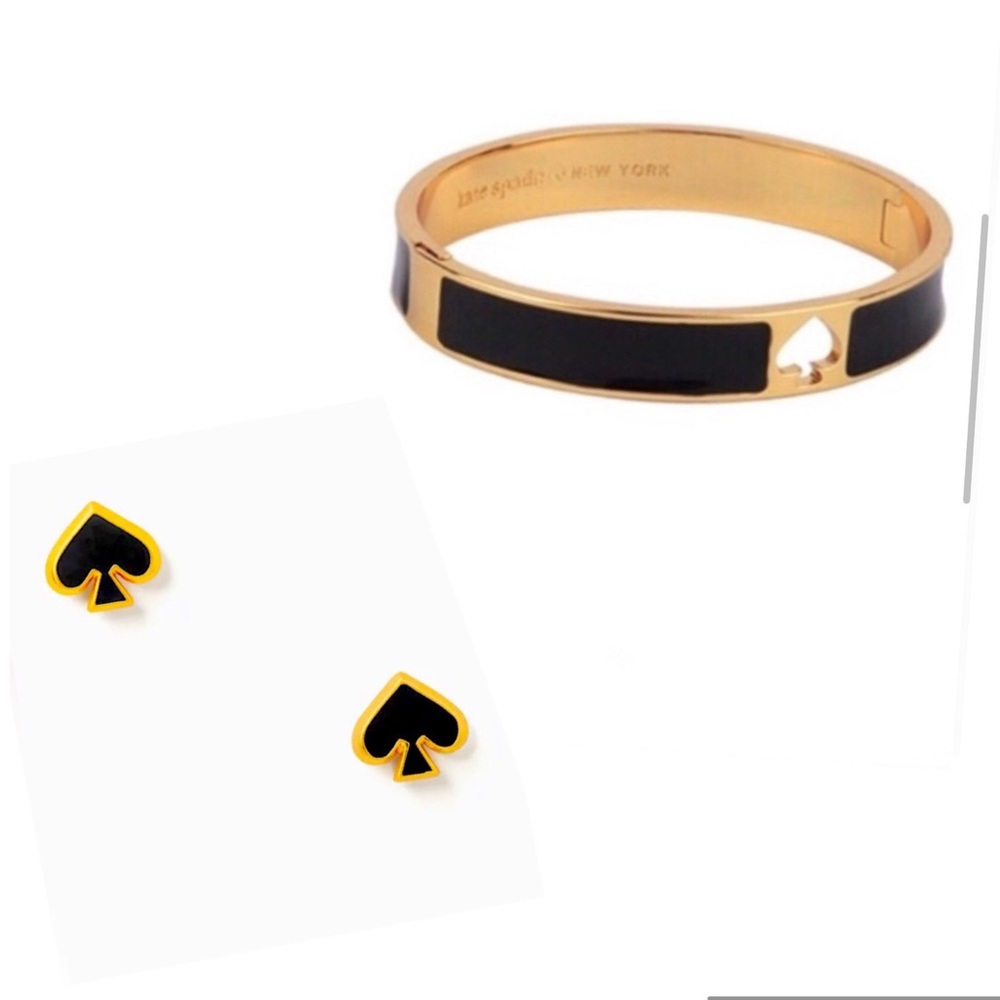 Kate Spade Everyday Spade Studs & Hole Punch Bracelet Black/Gold Combo